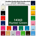 14"x14" Blank Solid Hunter Green Imported 100% Cotton Handkerchief